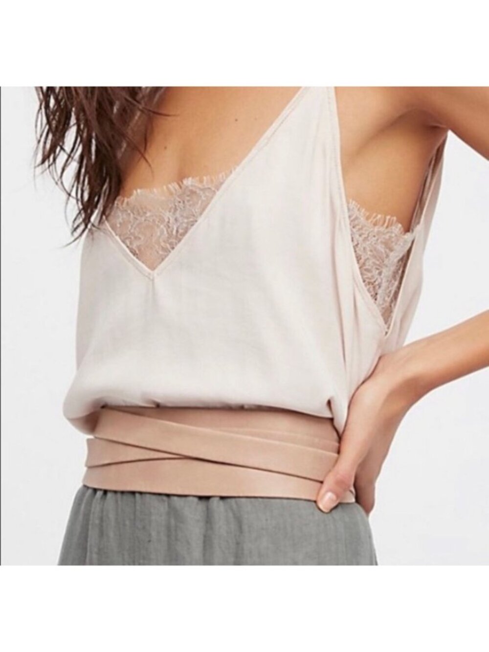 New! Free People Pink Leather Wrap Obi Rose ADA Belt